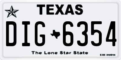 TX license plate DIG6354