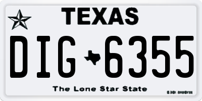 TX license plate DIG6355