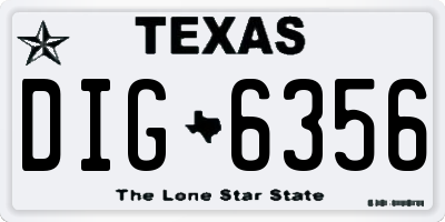 TX license plate DIG6356
