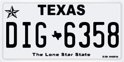 TX license plate DIG6358