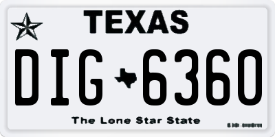 TX license plate DIG6360