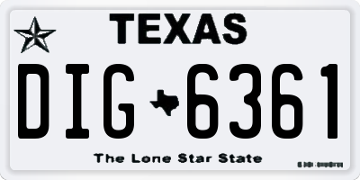 TX license plate DIG6361