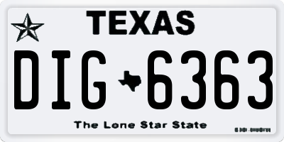 TX license plate DIG6363