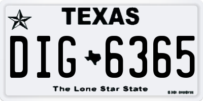 TX license plate DIG6365