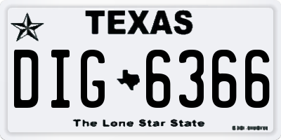 TX license plate DIG6366