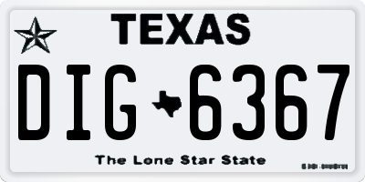 TX license plate DIG6367