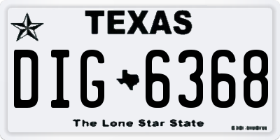 TX license plate DIG6368