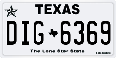 TX license plate DIG6369