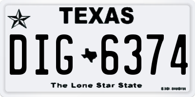 TX license plate DIG6374