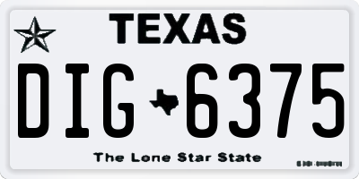 TX license plate DIG6375