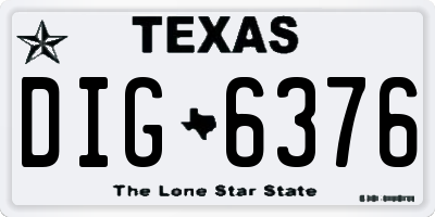 TX license plate DIG6376