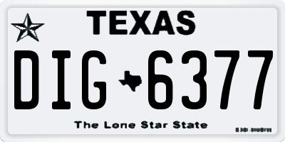 TX license plate DIG6377