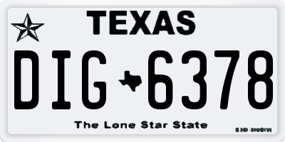 TX license plate DIG6378