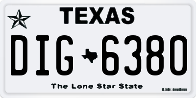 TX license plate DIG6380