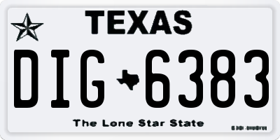 TX license plate DIG6383