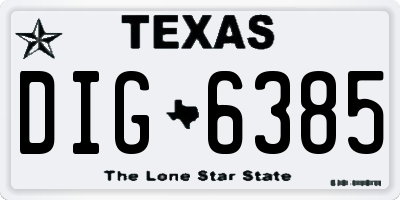 TX license plate DIG6385