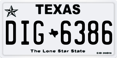 TX license plate DIG6386