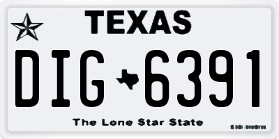 TX license plate DIG6391