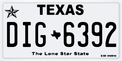 TX license plate DIG6392