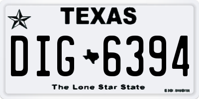 TX license plate DIG6394