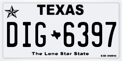 TX license plate DIG6397