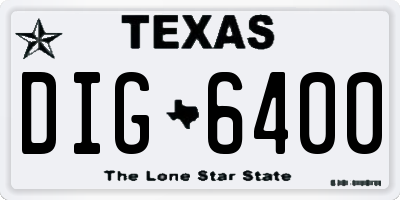 TX license plate DIG6400