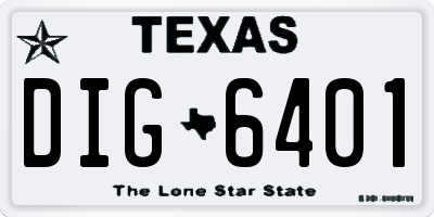 TX license plate DIG6401