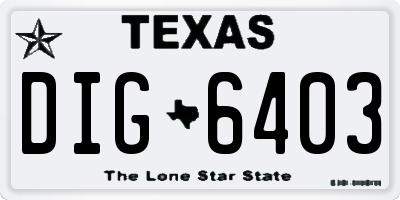 TX license plate DIG6403