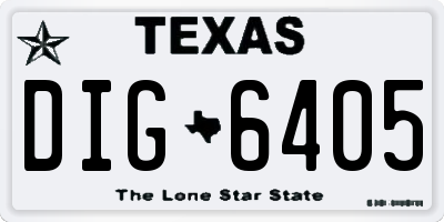 TX license plate DIG6405