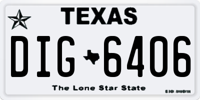 TX license plate DIG6406