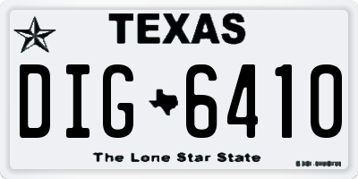 TX license plate DIG6410
