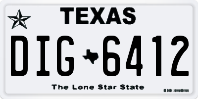 TX license plate DIG6412
