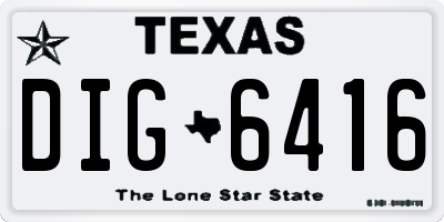 TX license plate DIG6416
