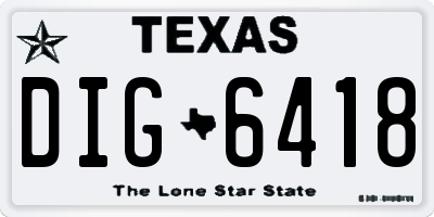 TX license plate DIG6418