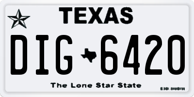 TX license plate DIG6420