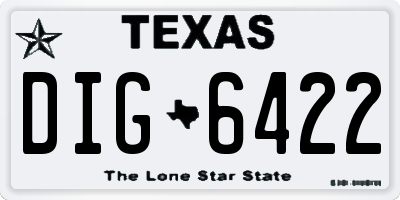 TX license plate DIG6422