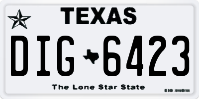 TX license plate DIG6423