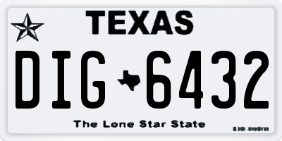 TX license plate DIG6432