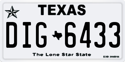 TX license plate DIG6433