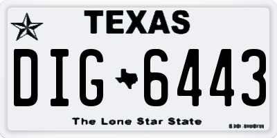 TX license plate DIG6443
