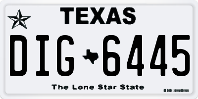 TX license plate DIG6445