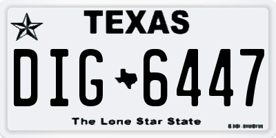 TX license plate DIG6447