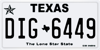 TX license plate DIG6449
