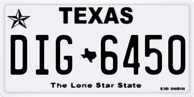 TX license plate DIG6450