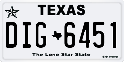 TX license plate DIG6451