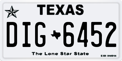 TX license plate DIG6452