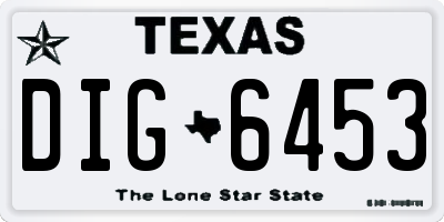 TX license plate DIG6453