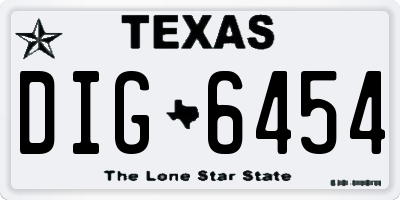 TX license plate DIG6454