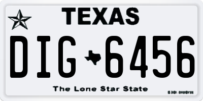 TX license plate DIG6456