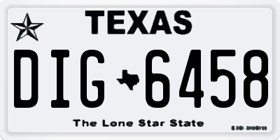 TX license plate DIG6458
